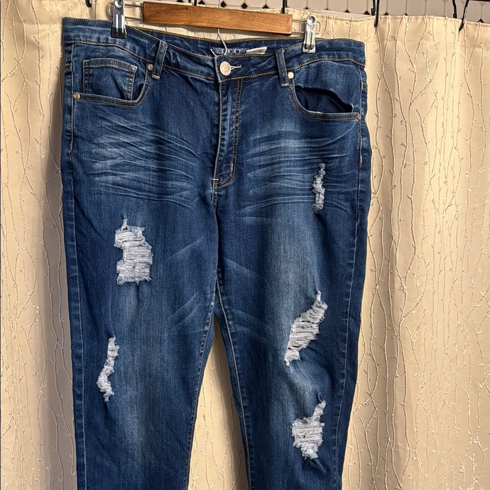 Distressed Blue Jeans